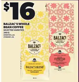Loblaws BALZAC'S WHOLE BEAN COFFEE offer