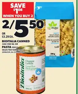 Loblaws BIOITALIA CANNED 340/398 ML OR PASTA offer