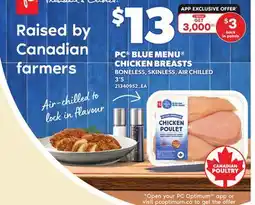 Loblaws PC BLUE MENU CHICKEN BREASTS, 3'S offer