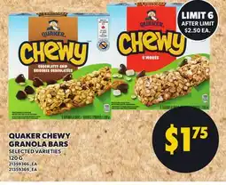 Loblaws QUAKER CHEWY GRANOLA BARS offer