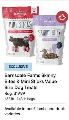 Petvalu Barnsdale Farms Skinny Bites & Mini Sticks Value Size Dog Treats offer