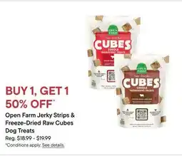 Petvalu Open Farm Jerky Strips & Freeze-Dried Raw Cubes Dog Treats offer