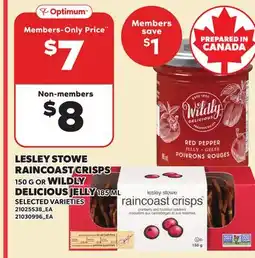 Loblaws LESLEY STOWE RAINCOAST CRISPS, 150 G OR WILDLY DELICIOUS JELLY, 185 ML offer
