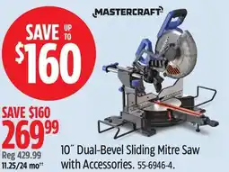 Canadian Tire Mastercraft 10˝ Dual-Bevel Sliding Mitre Saw with Accessories offer