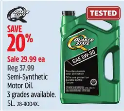 Canadian Tire Quaker State Semi-Synthetic Motor Oil offer