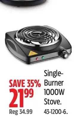 Canadian Tire Single- Burner 1000W Stove offer