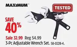 Canadian Tire MAXIMUM 3-Pc Adjustable Wrench Set offer