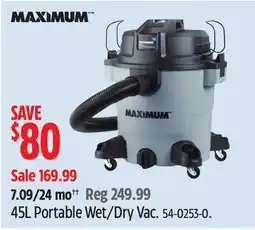 Canadian Tire MAXIMUM 45L Portable Wet/Dry Vac offer