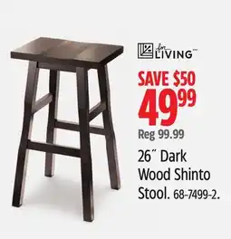 Canadian Tire For Living 26˝ Dark Wood Shinto Stool offer