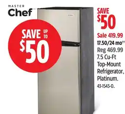 Canadian Tire MASTER Chef 7.5 Cu-Ft Top-Mount Refrigerator, Platinum offer