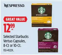 Canadian Tire Nespresso Selected Starbucks Vertuo Capsules, 8-Ct or 10-Ct offer
