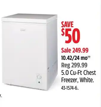 Canadian Tire MASTER Chef 5.0 Cu-Ft Chest Freezer, White offer