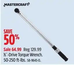 Canadian Tire Mastercraft 1⁄2˝-Drive Torque Wrench. 50-250 ft-lbs offer
