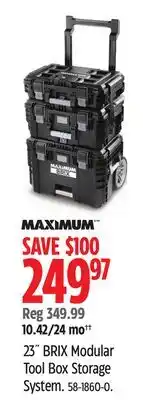 Canadian Tire MAXIMUM 23˝ BRIX Modular Tool Box Storage System offer