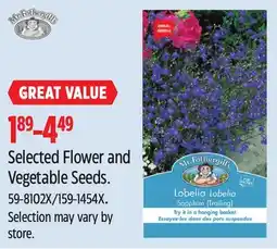 Canadian Tire Mr. Fothergill's Selected Flower and Vegetable Seeds offer