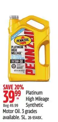 Canadian Tire Pennzoil Platinum High Mileage Synthetic Motor Oil offer