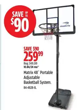 Canadian Tire Matrix 48˝ Portable Adjustable Basketball System offer