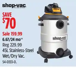 Canadian Tire Shop-Vac 45L Stainless-Steel Wet/Dry Vac offer