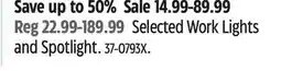 Canadian Tire Mastercraft Selected Work Lights and Spotlight offer