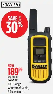 Canadian Tire DEWALT 300´ Range Waterproof Radio offer