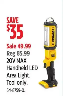 Canadian Tire DEWALT 20V MAX Handheld LED Area Light. Tool only offer