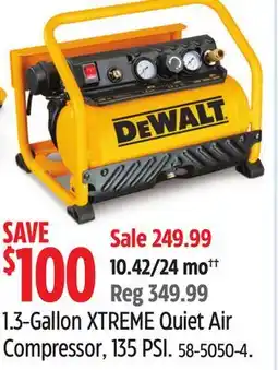 Canadian Tire 1.3-Gallon XTREME Quiet Air Compressor, 135 PSI offer