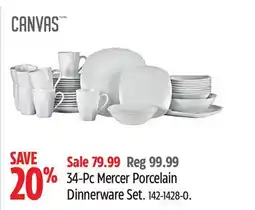 Canadian Tire CANVAS 34-Pc Mercer Porcelain Dinnerware Set offer