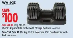 Canadian Tire 10-50lb Adjustable Dumbbell with Storage Platform offer