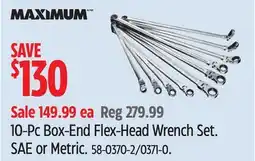 Canadian Tire MAXIMUM 10-Pc Box-End Flex-Head Wrench Set. SAE or Metric offer