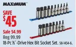Canadian Tire 18-Pc 1⁄2˝-Drive Hex Bit Socket Set offer