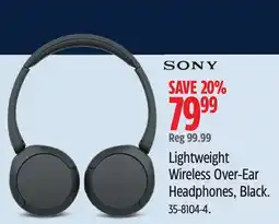 Canadian Tire Sony Lightweight Wireless Over-Ear Headphones offer