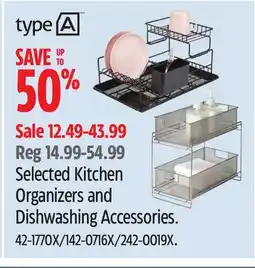 Canadian Tire type A Selected Kitchen Organizers and Dishwashing Accessories offer
