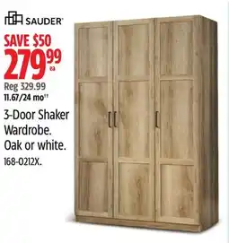 Canadian Tire Sauder 3-Door Shaker Wardrobe offer