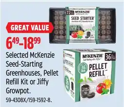 Canadian Tire Selected McKenzie Seed-Starting Greenhouses, Pellet Refill Kit or Jiffy Growpot offer