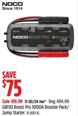 Canadian Tire GB150 Boost Pro 3000A Booster Pack offer