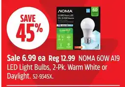 Canadian Tire NOMA 60W A19 LED Light Bulbs offer