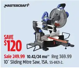 Canadian Tire Mastercraft 10˝ Sliding Mitre Saw, 15A offer