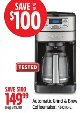 Canadian Tire Cuisinart Automatic Grind & Brew Coffeemaker offer
