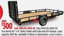 Canadian Tire True North 83˝ x 14´ Utility Trailer with Gate and ATV Ramps. Lo offer