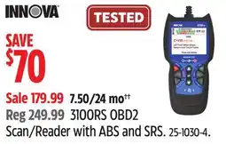 Canadian Tire 3100RS OBD2 Scan/Reader with ABS and SRS offer