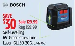 Canadian Tire Bosch Self-Levelling 65´ Green Cross-Line Laser, GLL50-20G offer