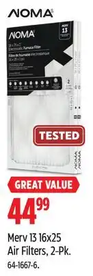 Canadian Tire Merv 13 16x25 Air Filters, 2-Pk offer