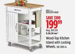 Canadian Tire Wood-Top Kitchen Island with Locking Wheels offer