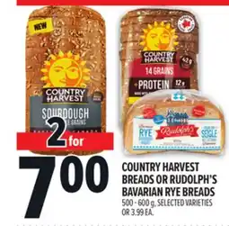 Metro COUNTRY HARVEST BREADS OR RUDOLPH'S BAVARIAN RYE BREADS offer