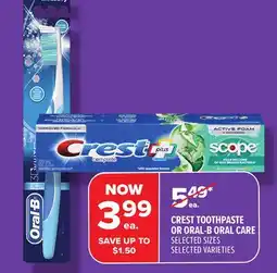 Metro CREST TOOTHPASTE OR ORAL-B ORAL CARE offer