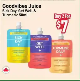 Healthy Planet Goodvibes Juice Sick Day, Get Well & Turmeric e50 mL Juice offer