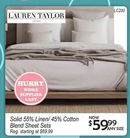 Oxford Mills Solid 55% Linen/45% Cotton Blend Sheet Sets offer