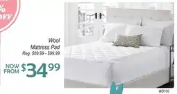 Oxford Mills Wool Mattress Pad offer