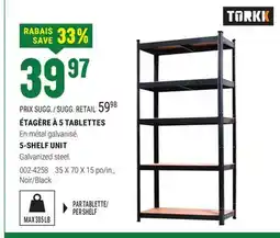 BMR ÉTAGÈRE À 5 TABLETTES offer