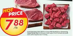 Sobeys Fresh Boneless Stew Beef or Cross Rib Pot Roast or Simmering Steak Family Size offer